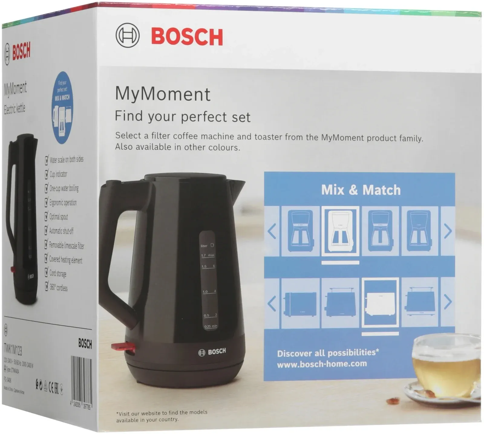Чайник электрический Bosch TWK1M123 1.7л. 2400Вт черный корпус: пластик - фото 8