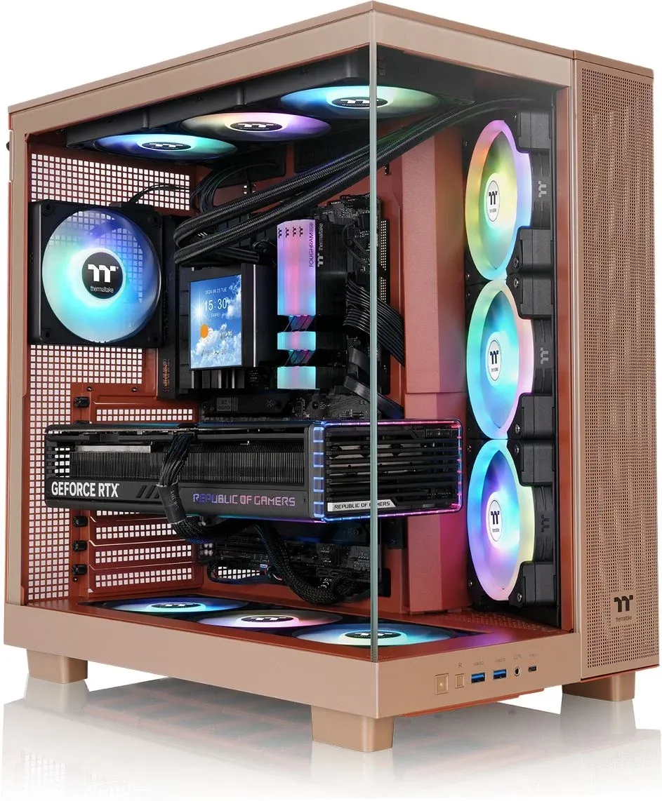 Корпус Thermaltake View 380 XL TG ARGB Gravel Sand коричневый без БП ATX 5x120mm 2x140mm 2xUSB3.0 audio bott PSU - фото 7