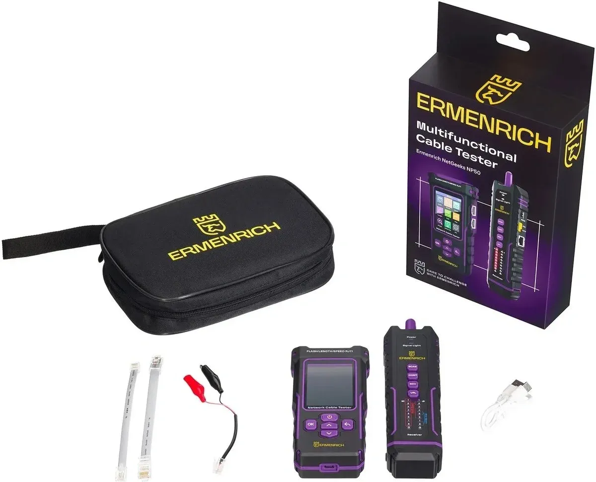 Тестер кабельный Ermenrich NetGeeks NP50 фиолетовый/черный 84555 - фото 6