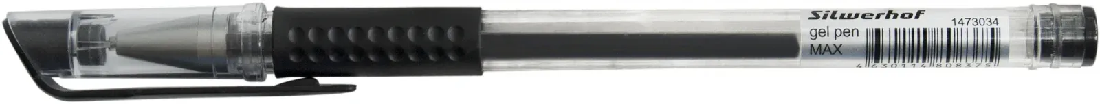 Ручка гелев. Silwerhof Eco Max d=0.5мм черн. черн. кор.карт. сменный стержень линия 0.3мм резин. манжета - фото 3