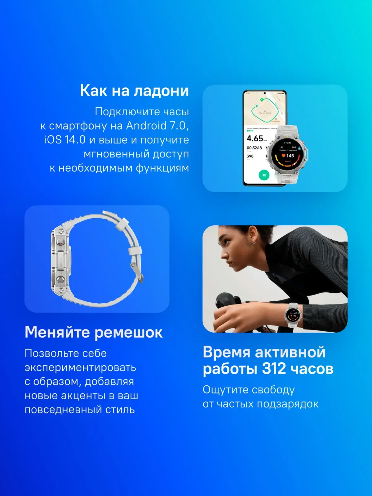 Смарт-часы Amazfit T-Rex 3 A2323 48.5мм 1.5 AMOLED корп.серый рем.серый разм.брасл.:145-210мм 6970100377811 - фото 8