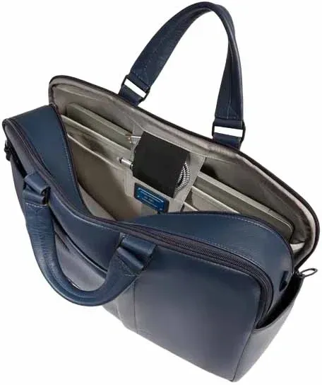 Деловая сумка мужская Piquadro Russel CA6026W137/BLU с отделением для ноутбука 15.6 синяя натур.кожа - фото 4