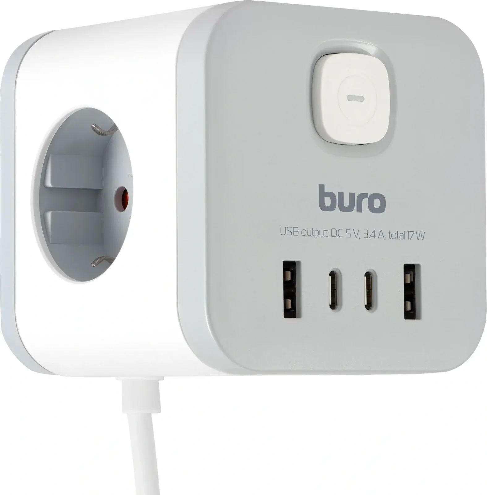 Сетевой удлинитель Buro BU-PC3.1UС-W 1.5м 3 розетки белый коробка - фото 5