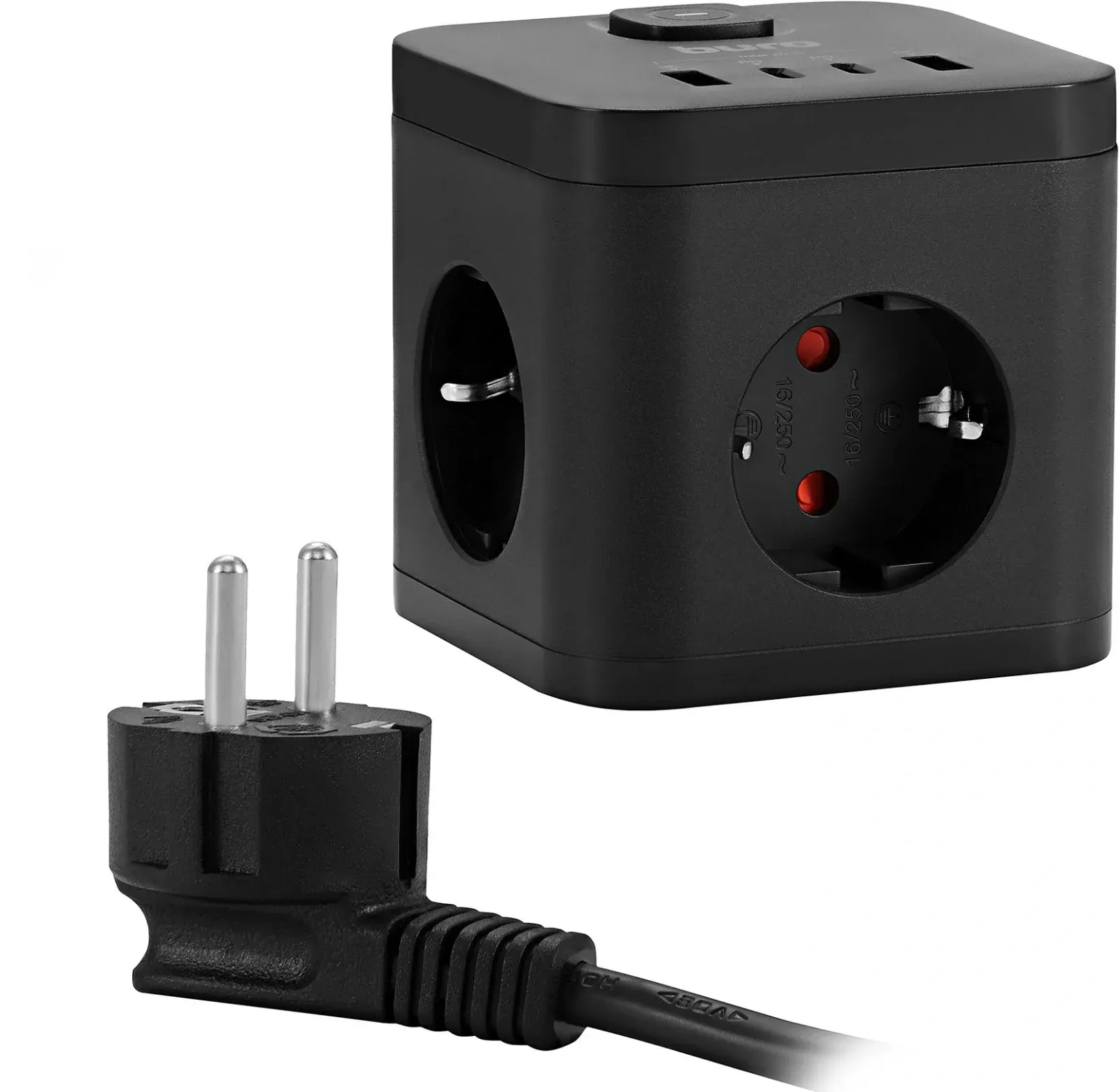 Сетевой удлинитель Buro BU-PC3.1UС-Plus-B 1.5м 3 розетки черный коробка - фото 3