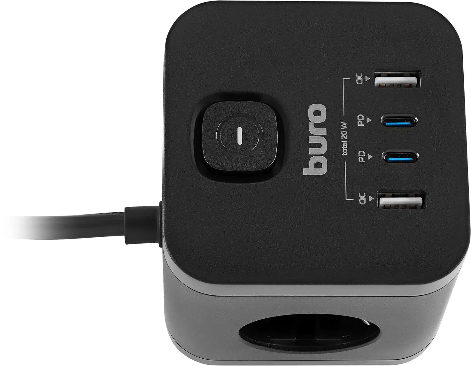 Сетевой удлинитель Buro BU-PC3.1UС-Plus-B 1.5м 3 розетки черный коробка - фото 5