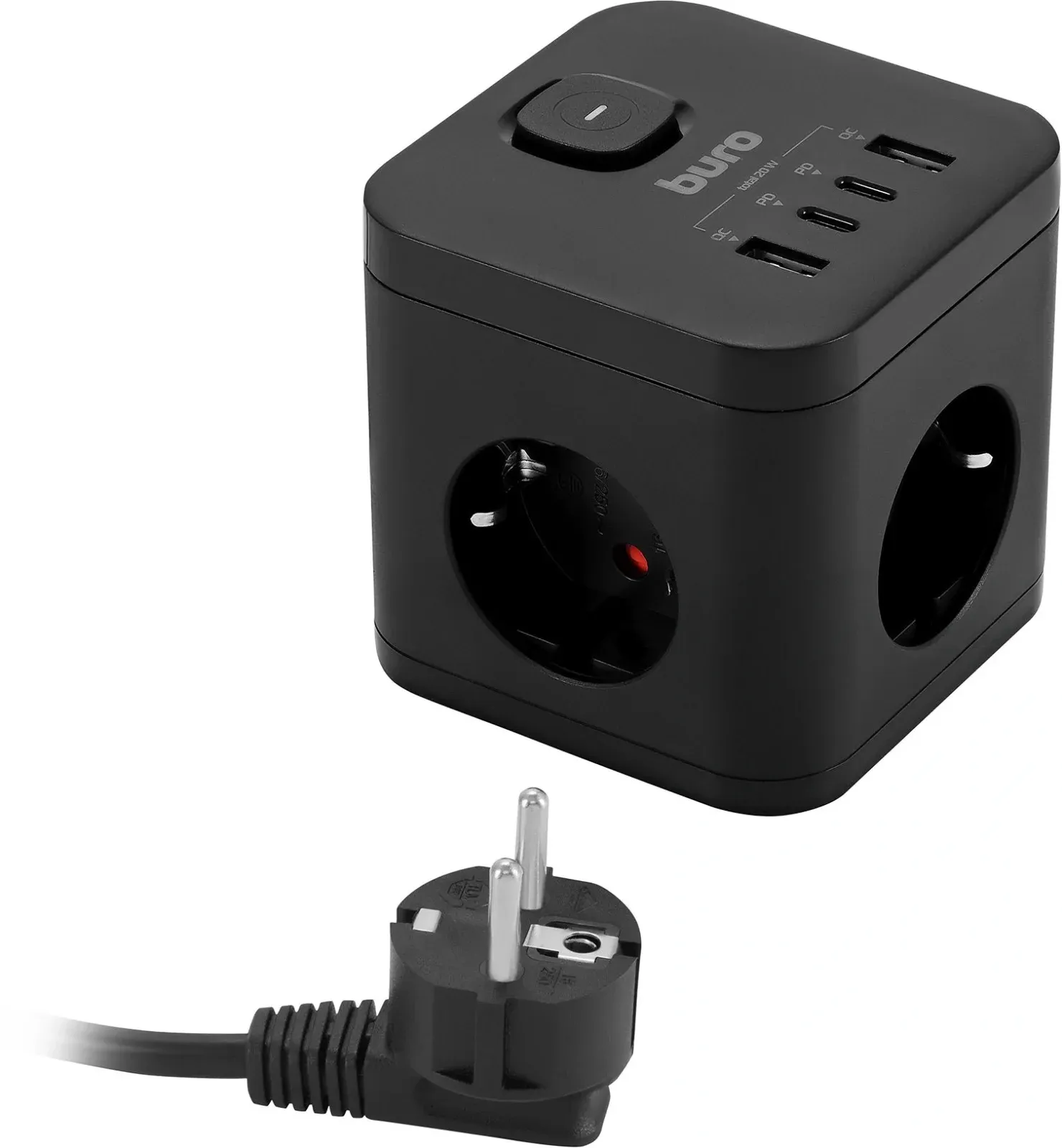Сетевой удлинитель Buro BU-PC3.1UС-Plus-B 1.5м 3 розетки черный коробка - фото 7