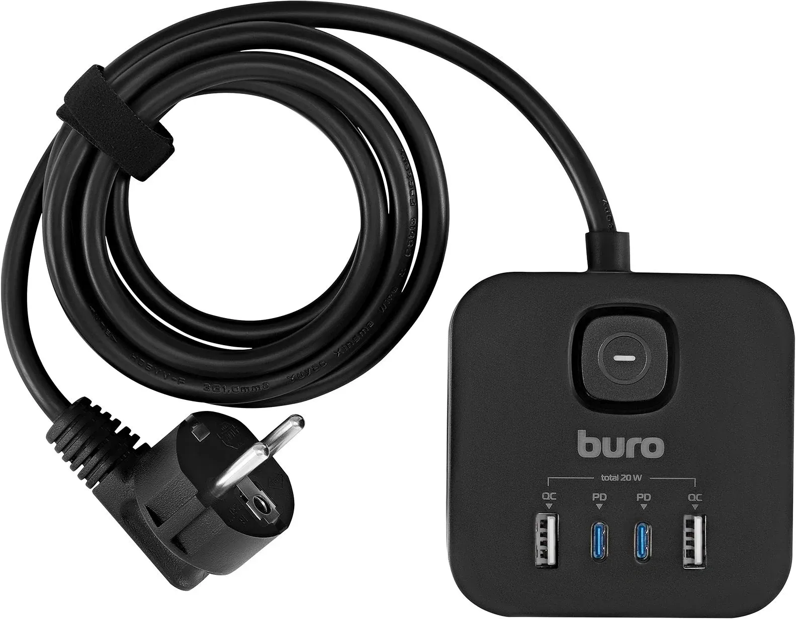 Сетевой удлинитель Buro BU-PC3.1UС-Plus-B 1.5м 3 розетки черный коробка - фото 8