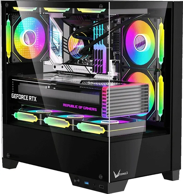 Корпус Formula Crystal Z1M Plus FR черный без БП mATX 6x120mm 1xUSB3.0 audio bott PSU - фото 3