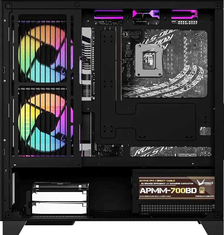 Корпус Formula Crystal Z1M Plus FR черный без БП mATX 6x120mm 1xUSB3.0 audio bott PSU - фото 5