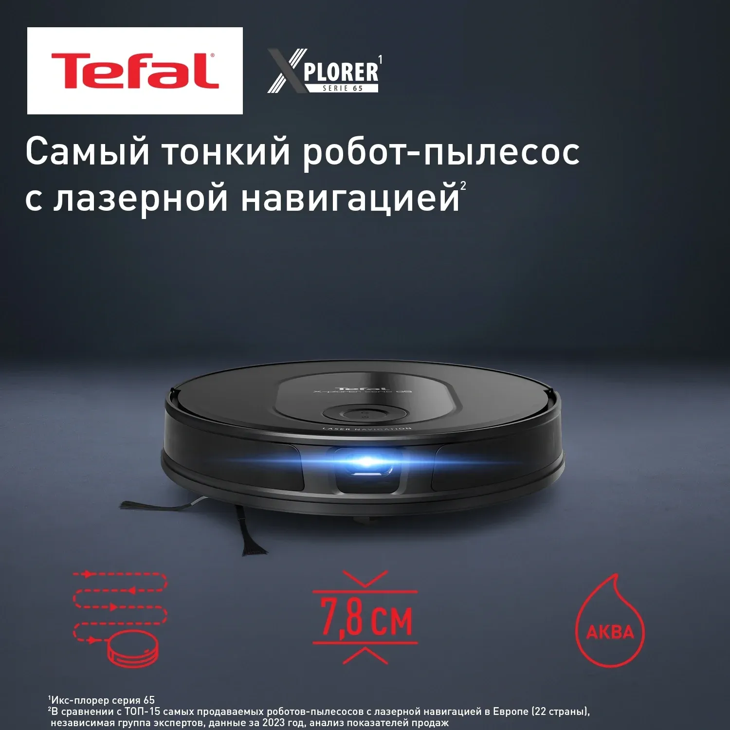 Пылесос-робот Tefal X-plorer Serie 65 RG8L65WH черный - фото 2