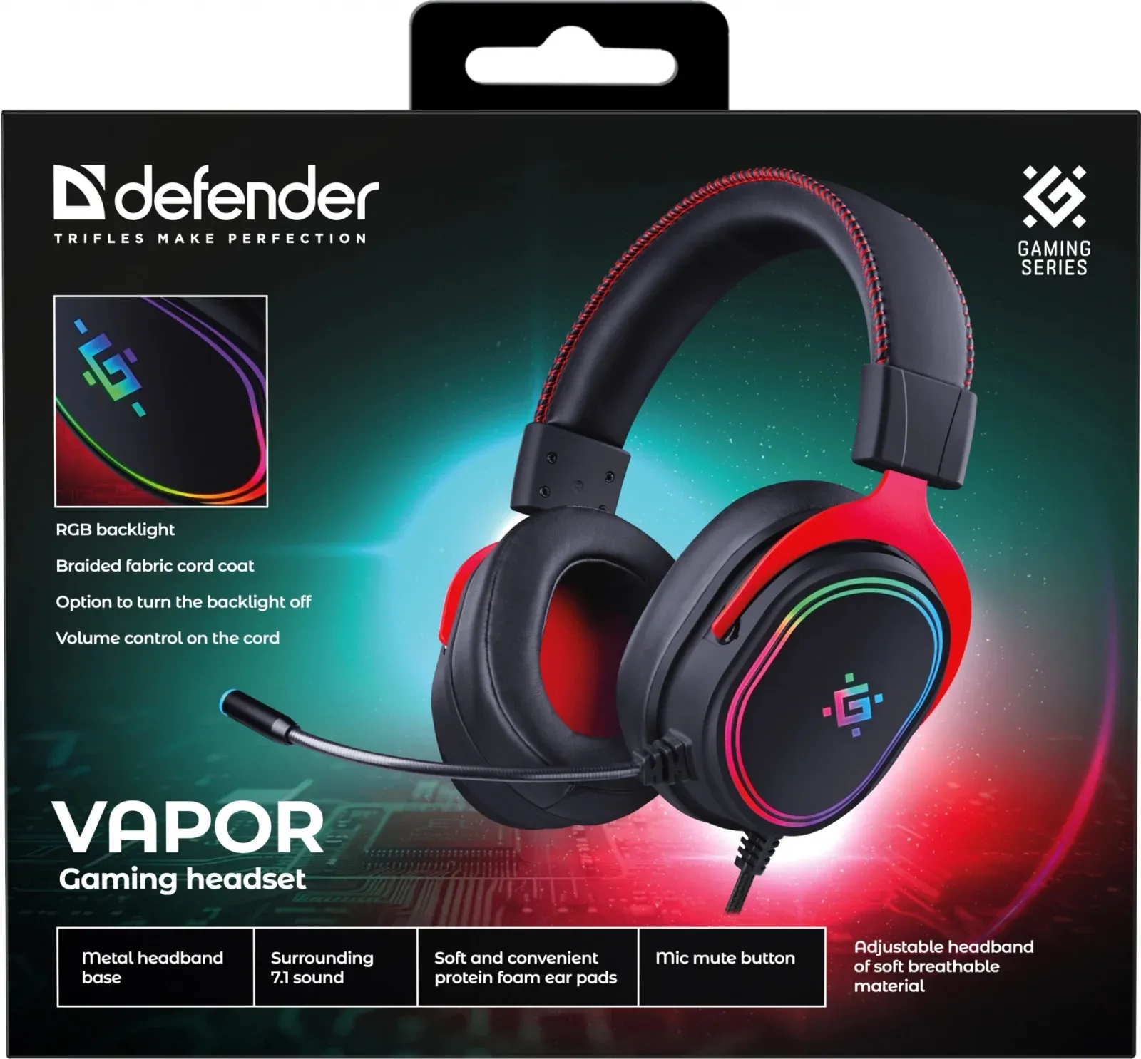 Наушники с микрофоном Defender Vapor черный 2.2м накладные USB оголовье 64584 - фото 2