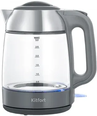 Чайник электрический Kitfort КТ-6762 3л. 2000Вт серый/серебристый корпус: стекло/металл/пластик - фото 8