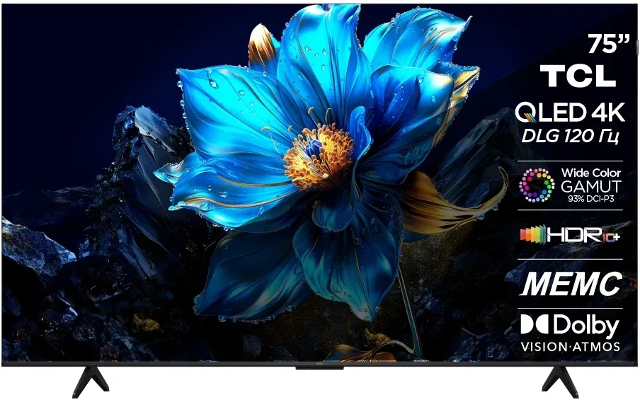 Телевизор QLED TCL 75 75P7K черный 4K Ultra HD 60Hz DVB-T DVB-T2 DVB-C DVB-S DVB-S2 USB WiFi Smart TV - фото 6
