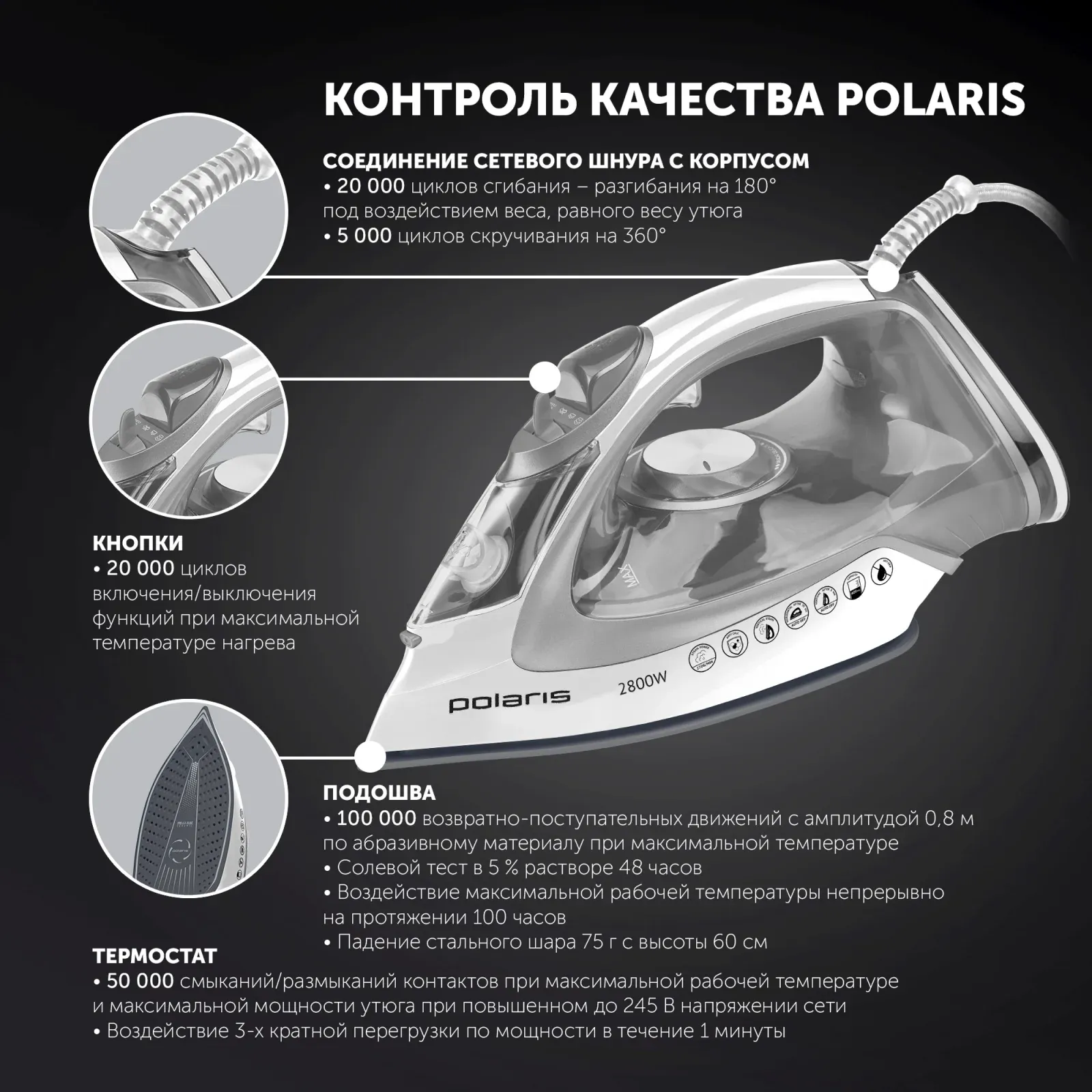 Утюг Polaris PIR 2821AK 2800Вт белый/серебристый - фото 8