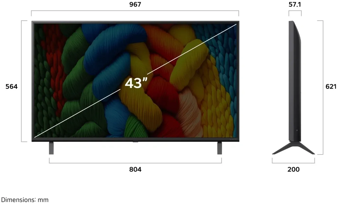 Телевизор LED LG 43 43NANO80A6B.ARUG синяя сажа 4K Ultra HD 60Hz DVB-T DVB-T2 DVB-C DVB-S DVB-S2 USB WiFi Smart TV - фото 1