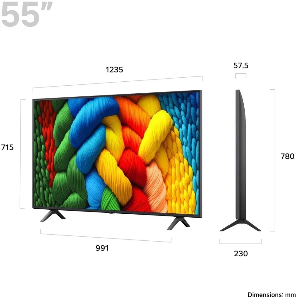 Телевизор LED LG 55 55NANO80A6B.ARUG синяя сажа 4K Ultra HD 60Hz DVB-T DVB-T2 DVB-C DVB-S DVB-S2 USB WiFi Smart TV - фото 2
