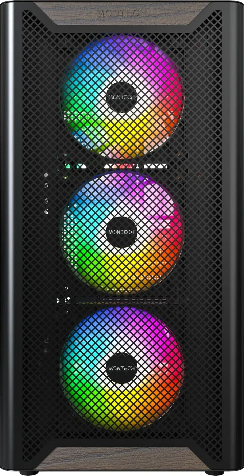 Корпус Montech XR Wood черный без БП ATX 9x120mm 4x140mm 2xUSB3.0 audio bott PSU - фото 2