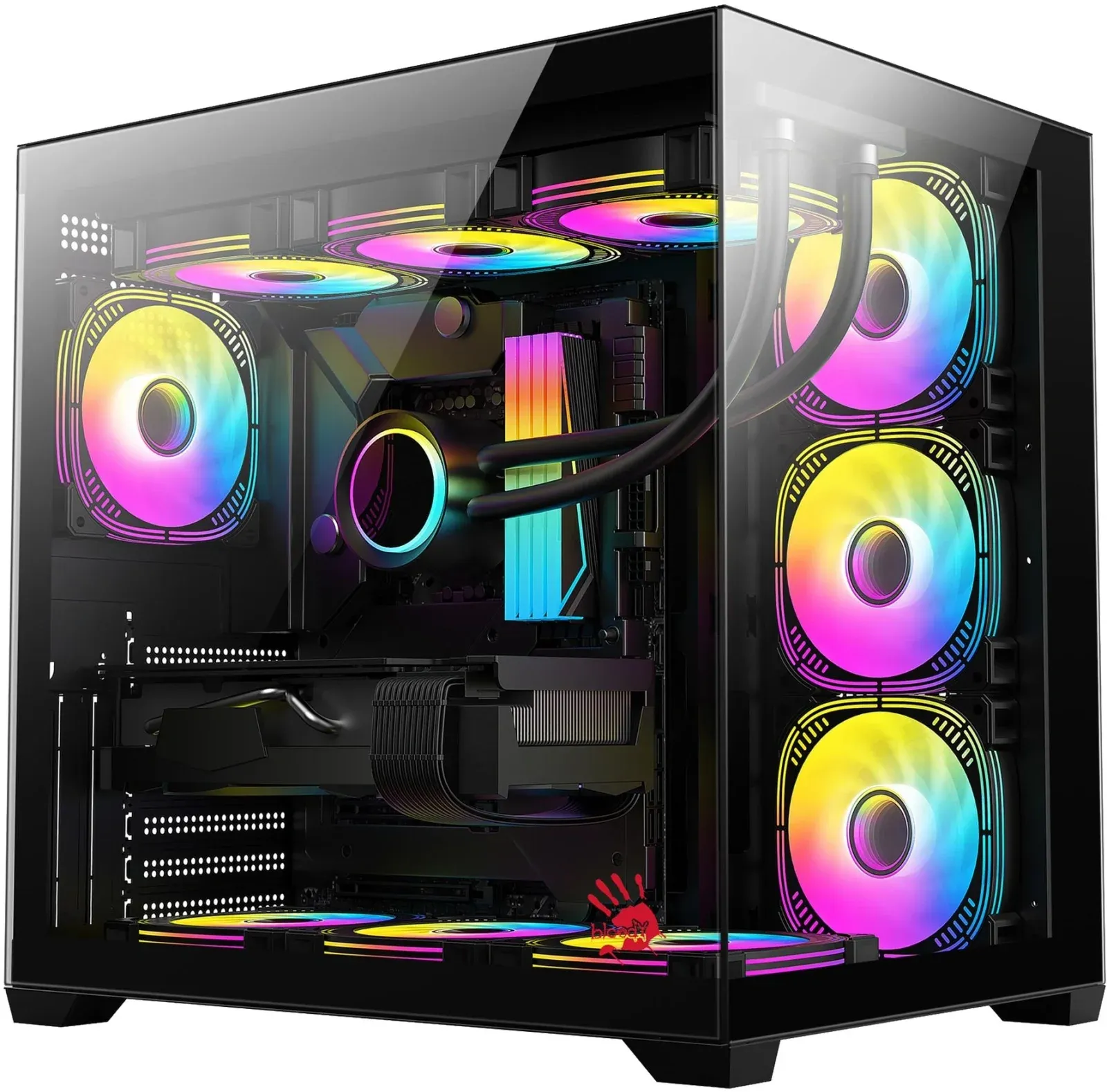 Корпус Bloody CC-122 черный без БП ATX 10x120mm 1xUSB2.0 1xUSB3.0 audio - фото 1