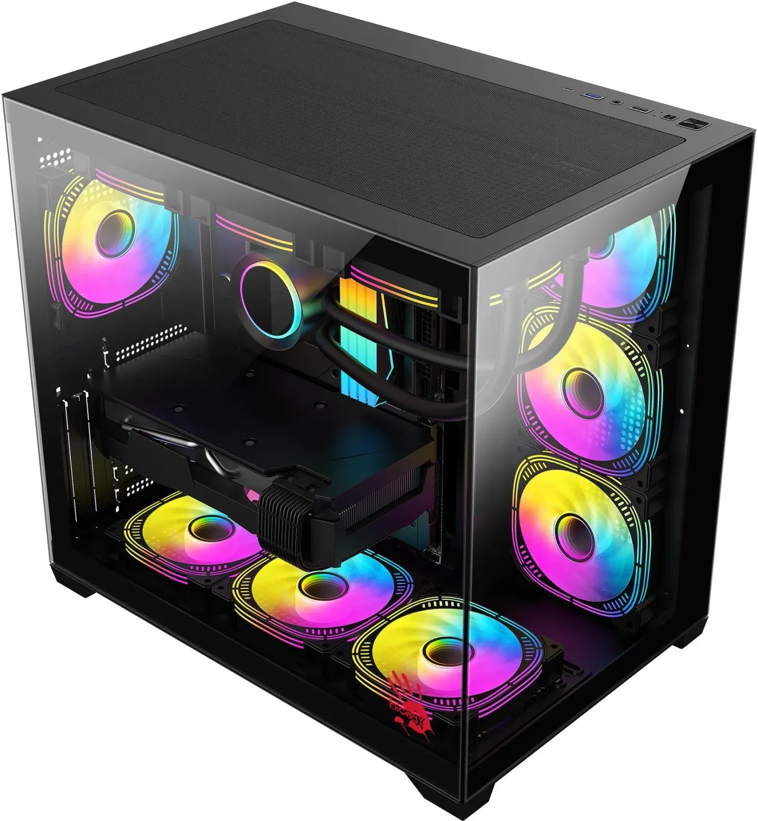 Корпус Bloody CC-122 черный без БП ATX 10x120mm 1xUSB2.0 1xUSB3.0 audio - фото 3