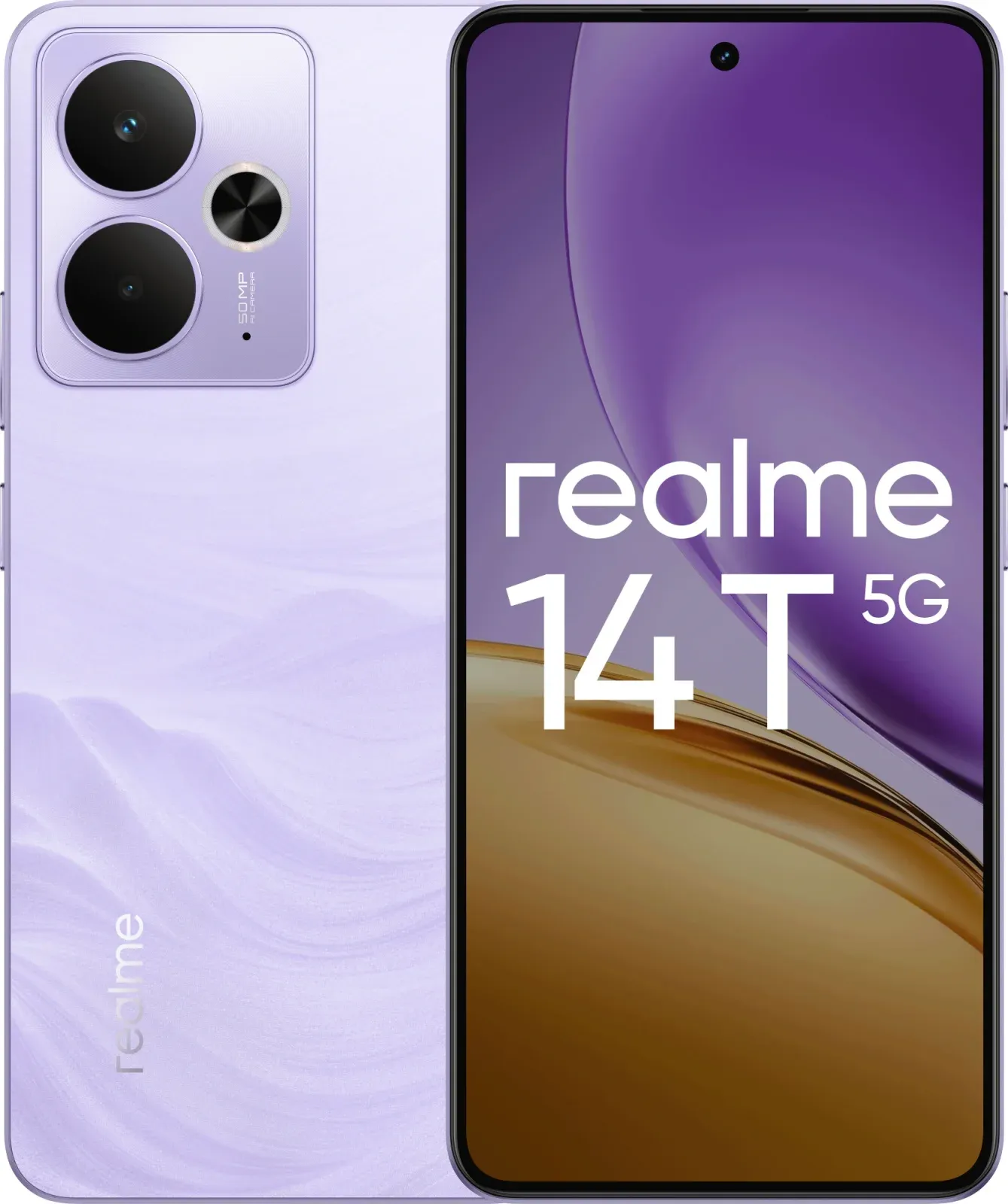 Смартфон Realme RMX5078 14T 5G 128Gb 8Gb фиолетовый моноблок 3G 4G 2Sim 6.67 1080x2400 Android 15 50Mpix 802.11 a/b/g/n/ac NFC GPS GSM900/1800 GSM1900 Protect