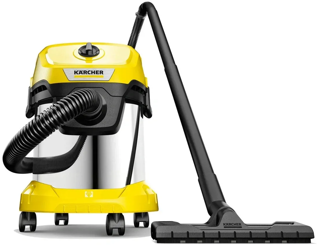 Строительный пылесос Karcher WD 3 S V-15/4/20 1000Вт уборка: сухая/сбор воды/выдув желтый - фото 2