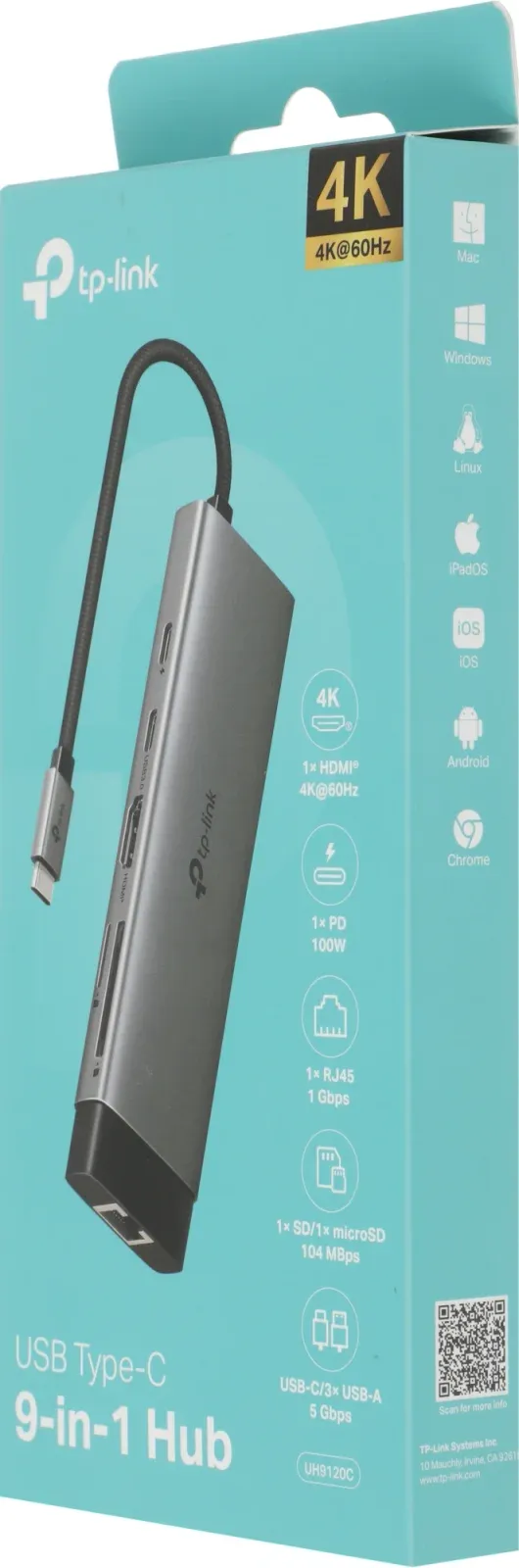 Разветвитель USB-C TP-Link UH9120C 3порт. серый - фото 2