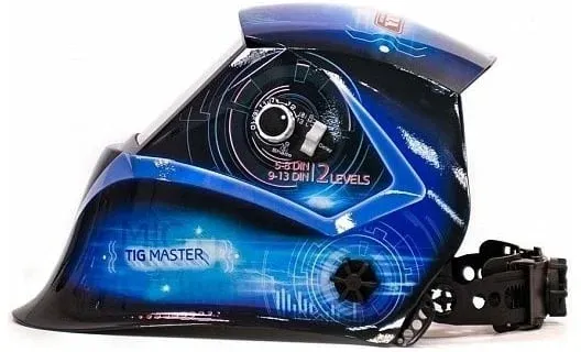 Маска сварщика Aurora SUN7 TIG MASTER 2-levels филь.:хамел. кл.:1/2/1/1 см.экр.99x55мм синий/черный 16876 - фото 5