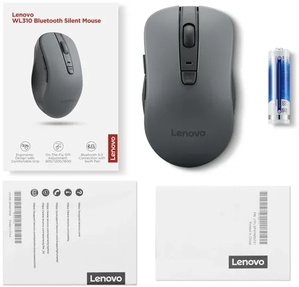 Мышь Lenovo WL310 Bluetooth Silent черный оптическая 1600dpi silent беспров. 5but GY51Q65621 - фото 4