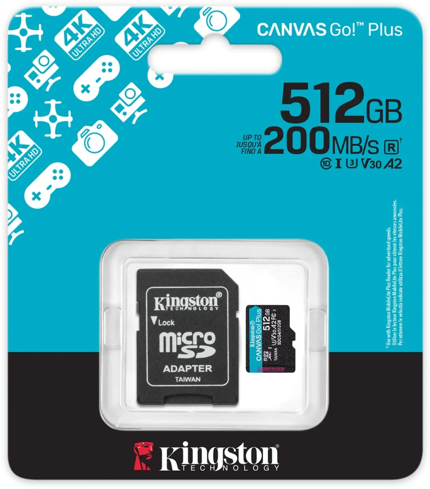 Флеш карта microSDXC 512GB Kingston SDCG4/512GB Canvas Go! Plus V10 A2 + adapter - фото 3