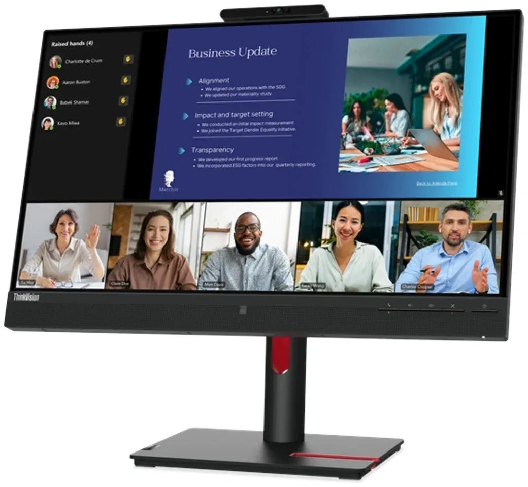 Монитор Lenovo 23.8 ThinkVision T24v-30 черный IPS LED 4ms 16:9 HDMI M/M Cam матовая HAS Piv 1000:1 250cd 178гр/178гр 1920x1080 75Hz VGA DP FHD USB 6кг - фото 2