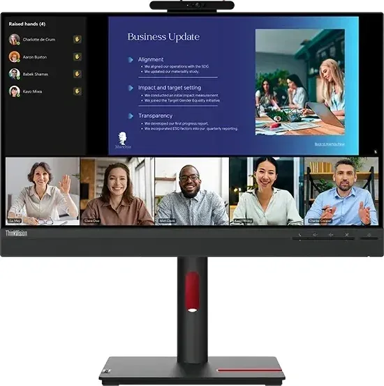 Монитор Lenovo 23.8 ThinkVision T24v-30 черный IPS LED 4ms 16:9 HDMI M/M Cam матовая HAS Piv 1000:1 250cd 178гр/178гр 1920x1080 75Hz VGA DP FHD USB 6кг - фото 3