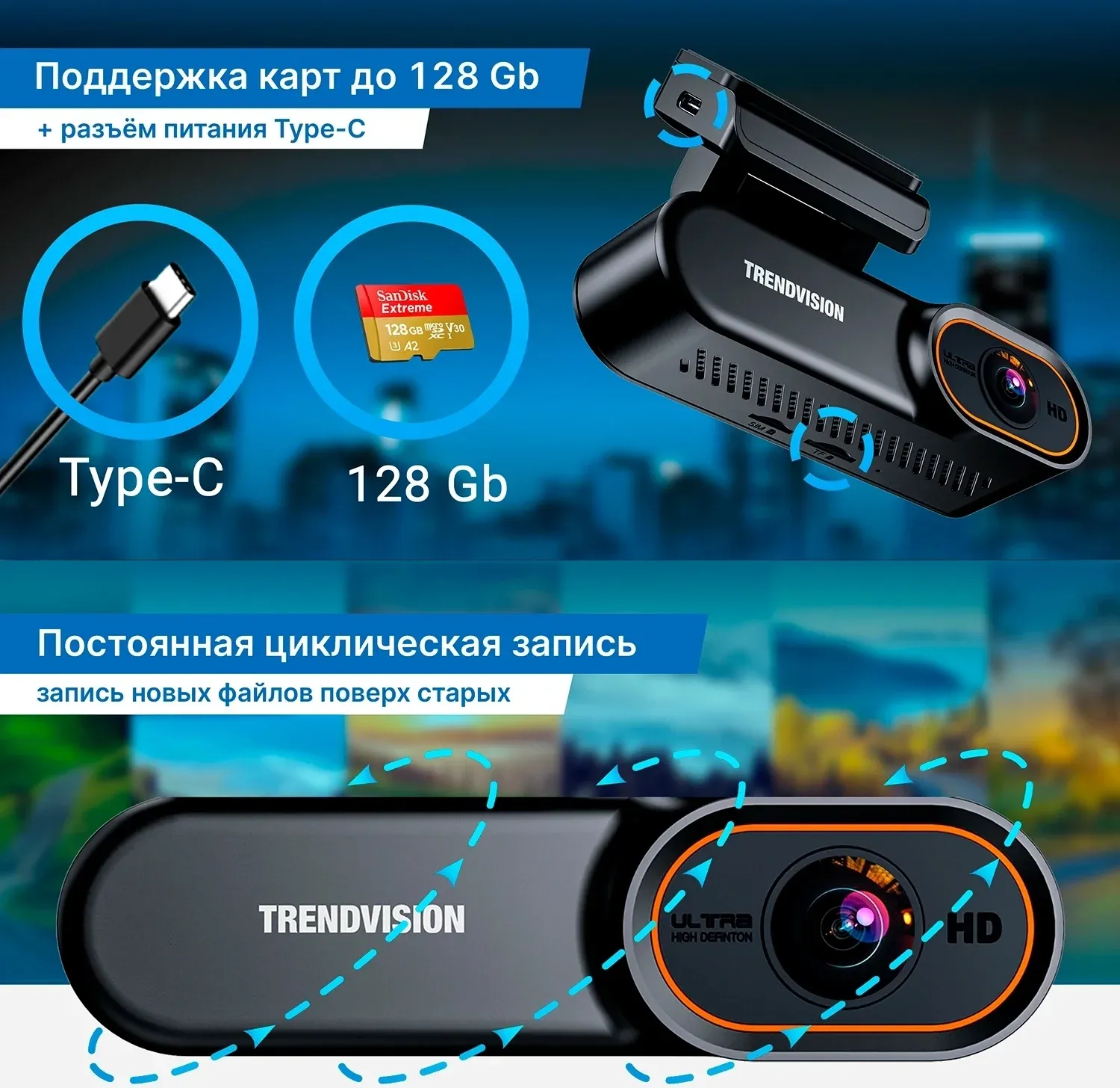 Видеорегистратор TrendVision Online SKY 4G черный 2Mpix 1080x1920 1080p 150гр. GPS внутренняя память:512Mb Ingenic T23 - фото 6