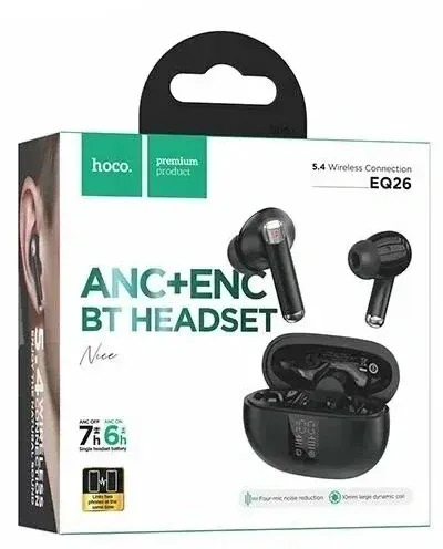 Гарнитура вкладыши Hoco EQ26 черный беспроводные bluetooth в ушной раковине 52155 - фото 3