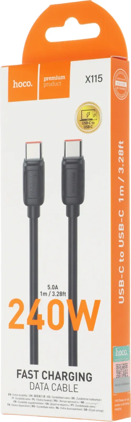 Кабель Hoco X115 52018 USB Type-C m-USB Type-C m 1м черный - фото 4