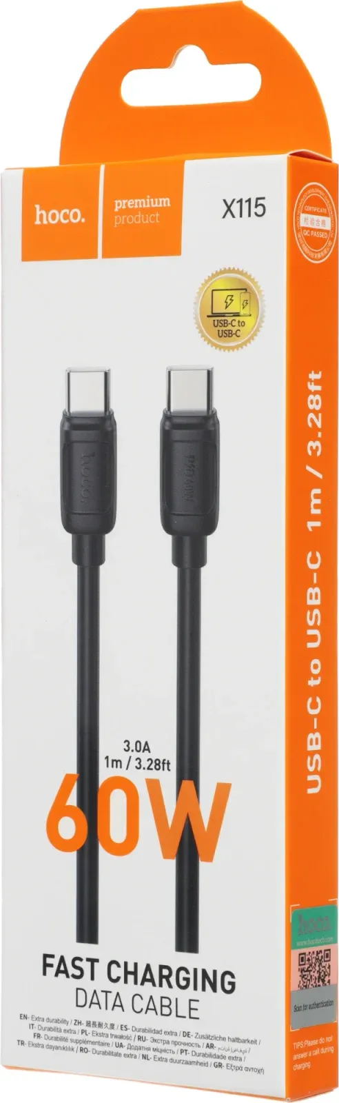 Кабель Hoco X115 51998 USB Type-C m-USB Type-C m 1м черный - фото 4