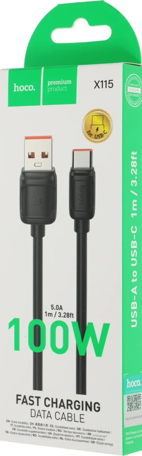 Кабель Hoco X115 51974 USB m-USB Type-C m 1.2м черный - фото 3