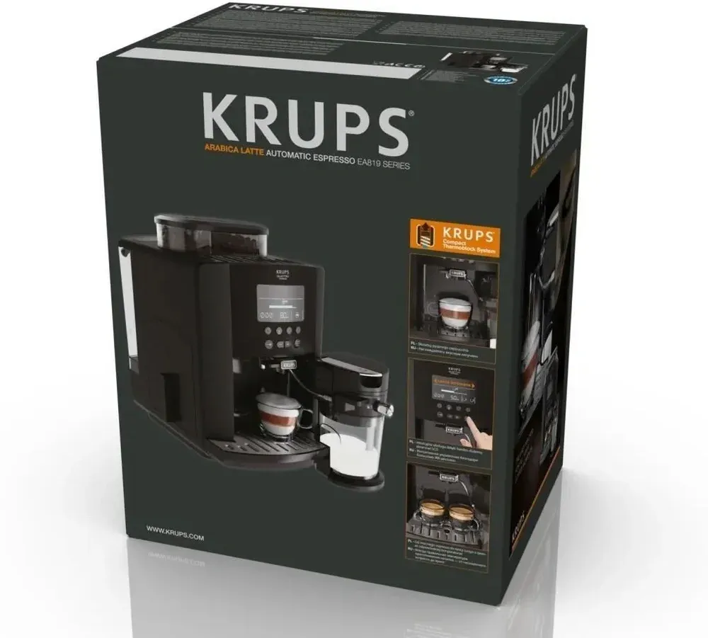 Кофемашина Krups Arabica Latte EA819E10 1450Вт черный/коричневый - фото 6