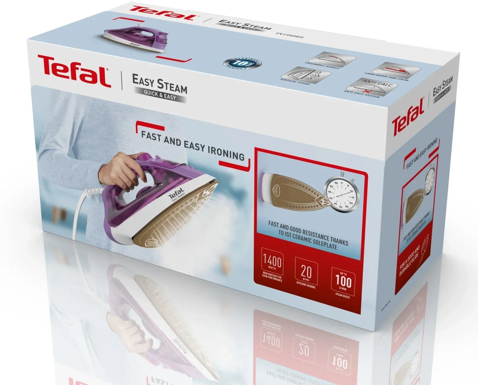 Утюг Tefal Steam Essential 2 FV1955E0 1400Вт фиолетовый/белый - фото 6