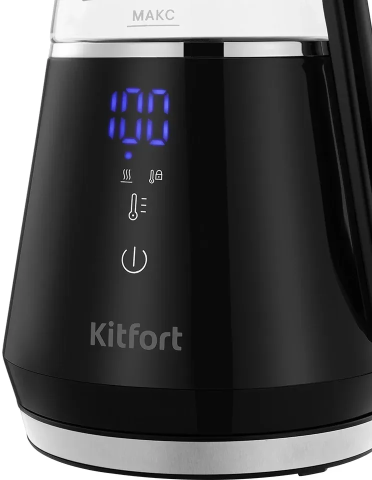 Чайник электрический Kitfort КТ-6696 1л. 1100Вт черный/серебристый корпус: пластик KT-6696 - фото 3