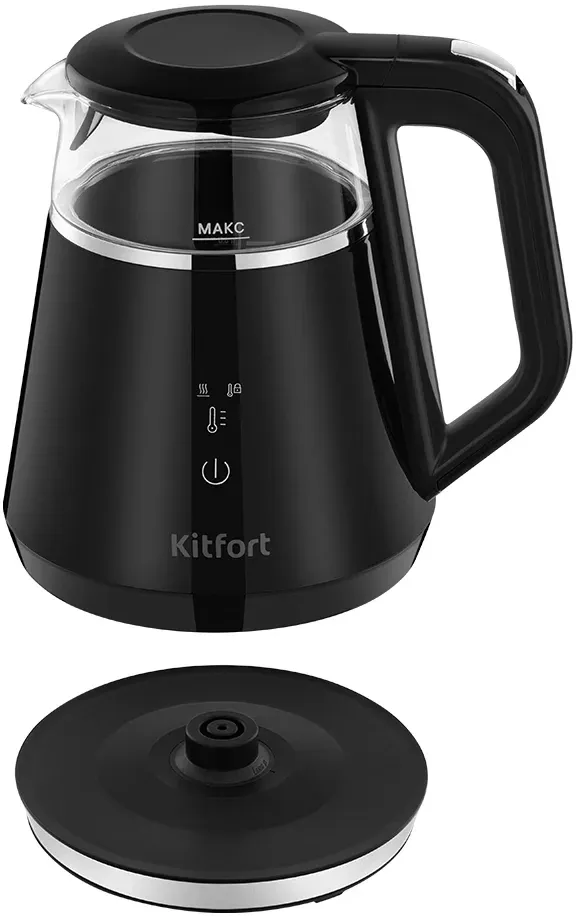 Чайник электрический Kitfort КТ-6696 1л. 1100Вт черный/серебристый корпус: пластик KT-6696 - фото 5