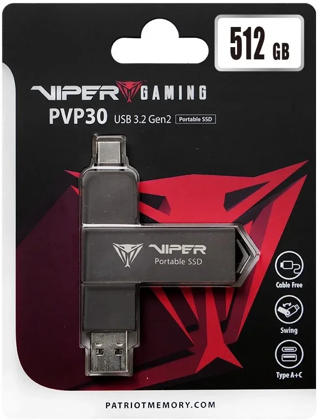 Накопитель SSD Patriot USB3.2 Gen2 512GB PVP30512G28UDG PVP30 Viper черный - фото 5