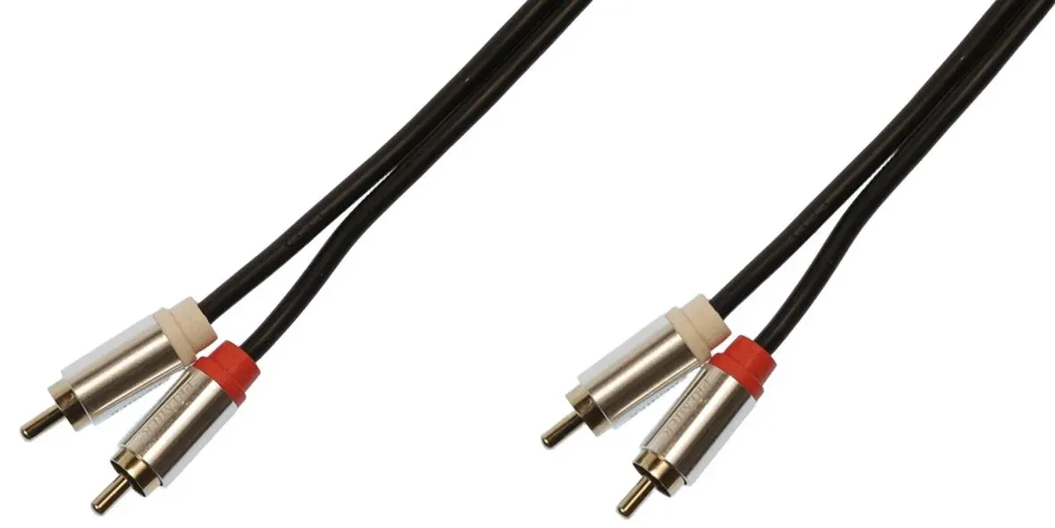 Кабель соединительный аудио Premier 5-304 1.5 2хRCA m/2хRCA m 1.5м. позолоч.конт. черный/серый - фото 1