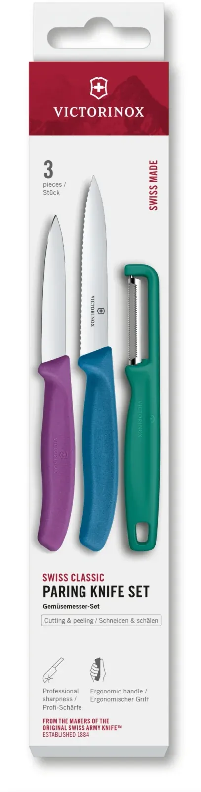 Набор ножей кухон. Victorinox Swiss Classic 6.7116.33C1 для овощей компл.:3предм. овощеч. ассорти европодвес - фото 1