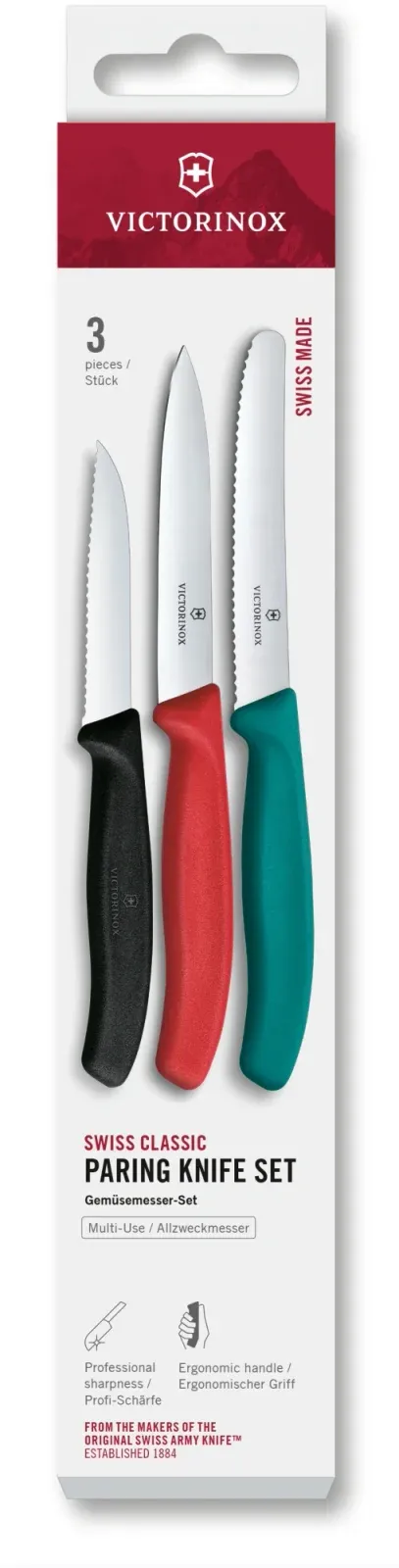 Набор ножей Victorinox Swiss Classic 6.7116.34C1 для овощей компл.:3предм. ассорти европодвес - фото 1