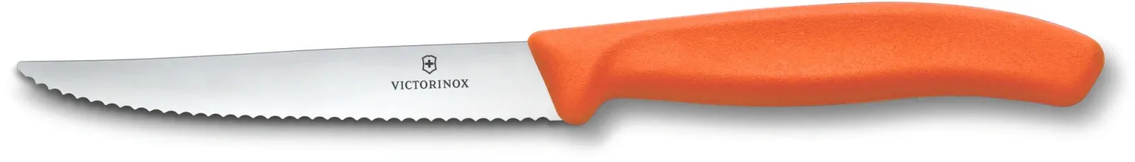 Нож кухонный Victorinox Swiss Classic 6.7239.C1 стальной универсальный для стейка/пиццы лезв.110мм серрейт. заточка оранжевый - фото 1