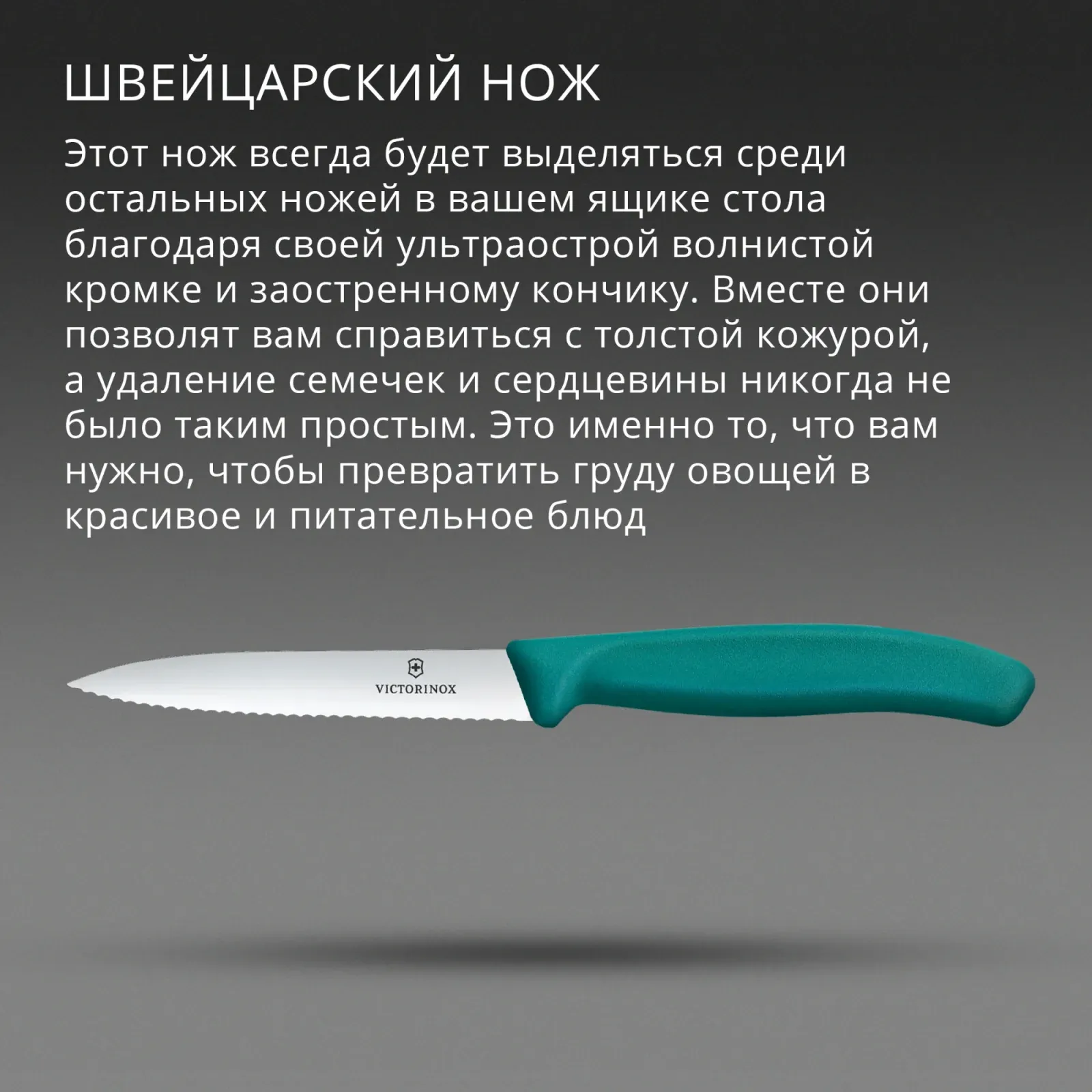 Нож кухонный Victorinox Swiss Classic 6.7734.C1 стальной универсальный для чистки овощей и фруктов лезв.100мм серрейт. заточка зеленый - фото 3