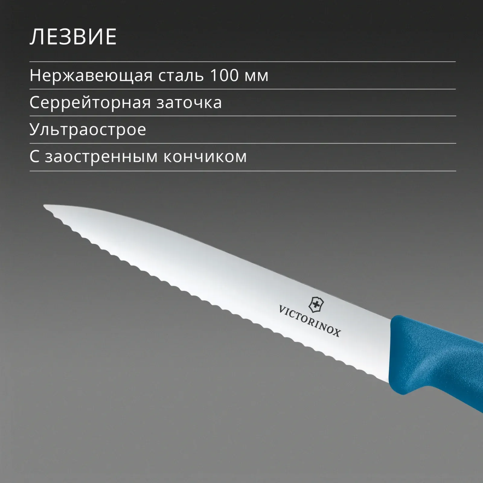 Нож кухонный Victorinox Swiss Classic 6.7732.C1 стальной универсальный для чистки овощей и фруктов лезв.100мм серрейт. заточка синий - фото 4