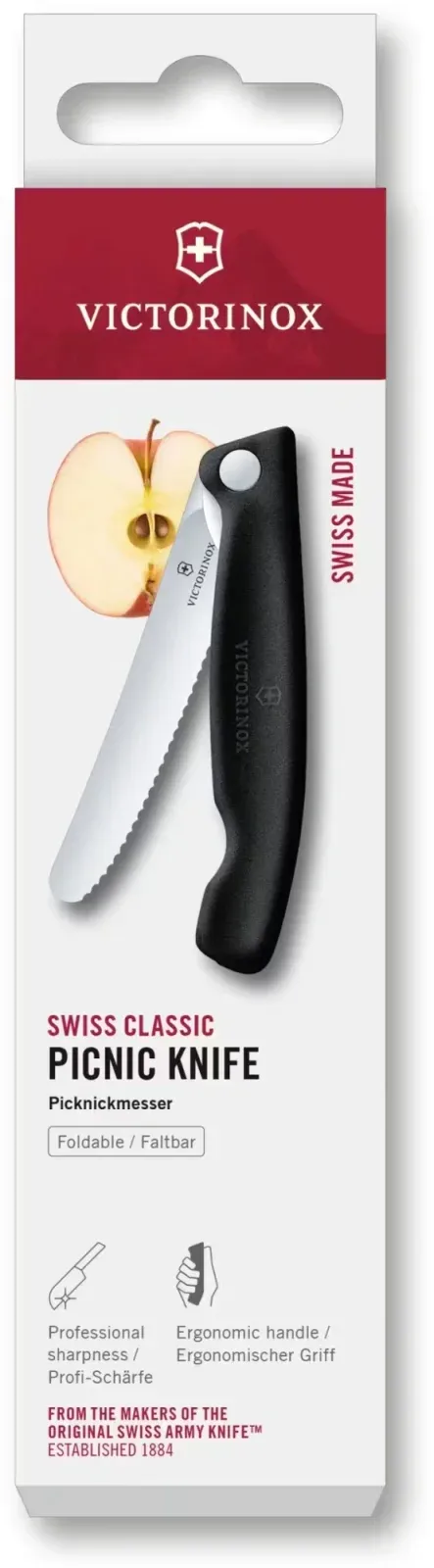 Нож кухонный Victorinox Swiss Classic 6.7833.F стальной столовый для овощей лезв.110мм серрейт. заточка черный карт.коробка - фото 1