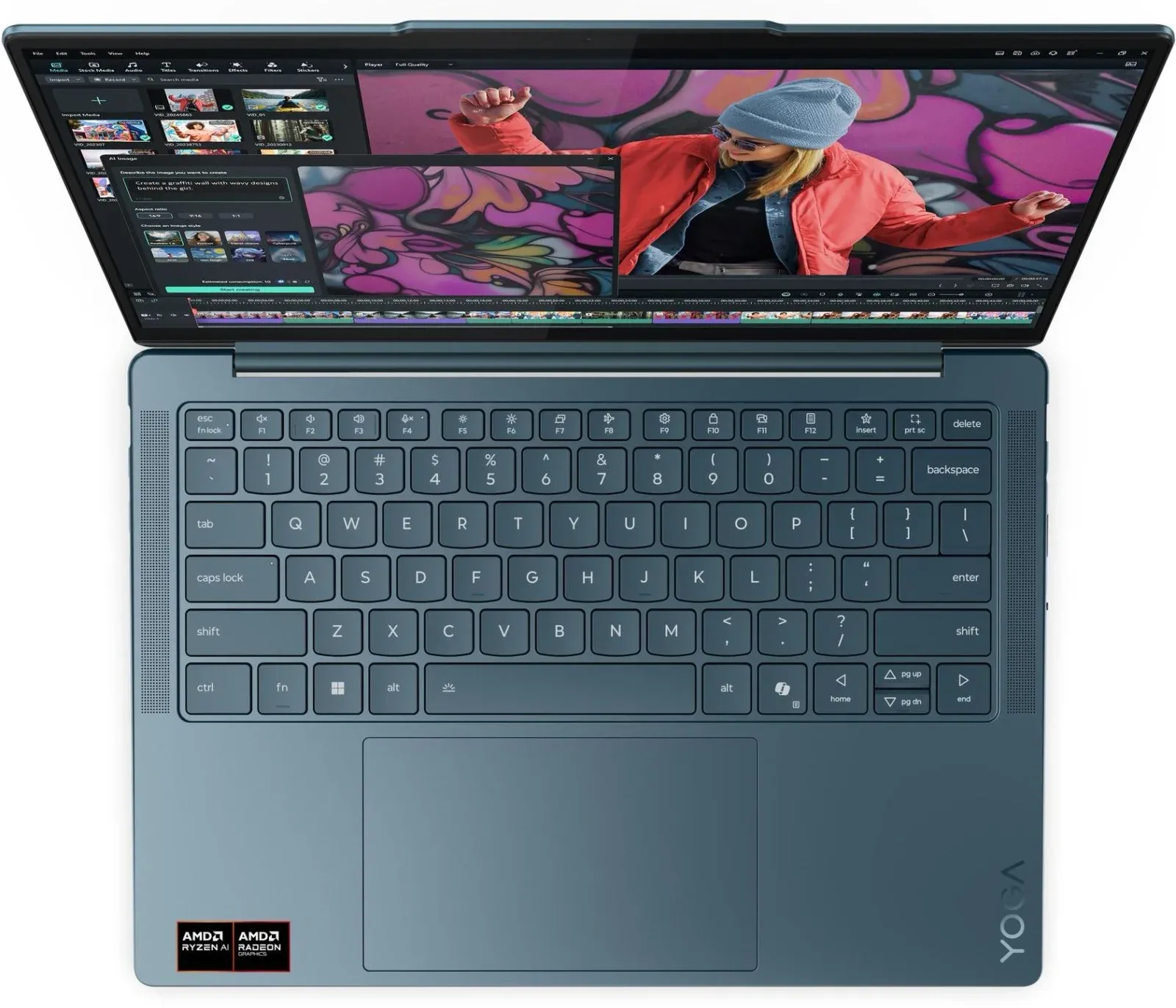 Ноутбук Lenovo Yoga Slim7 14AKP10 Ryzen AI 7 350 32Gb SSD1Tb AMD Radeon 860M 14 OLED 2.8K 2880x1800 Windows 11 Home turquoise WiFi BT Cam 83JY000ARK - фото 2