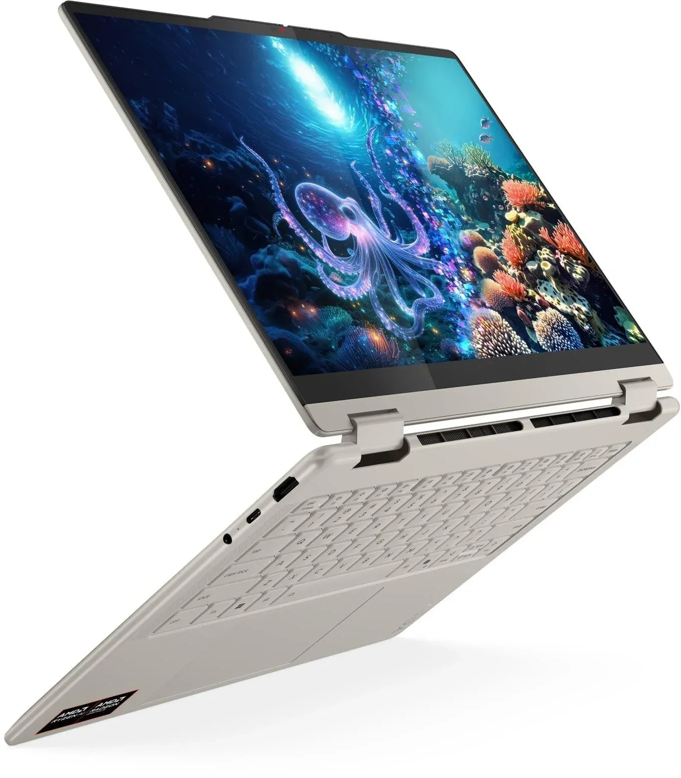 Ноутбук Lenovo Yoga 7 14AKP10 Ryzen AI 5 340 24Gb SSD1Tb AMD Radeon 840M 14 OLED Touch WUXGA 1920x1200 без ОС beige WiFi BT Cam 83JR0060RK - фото 6